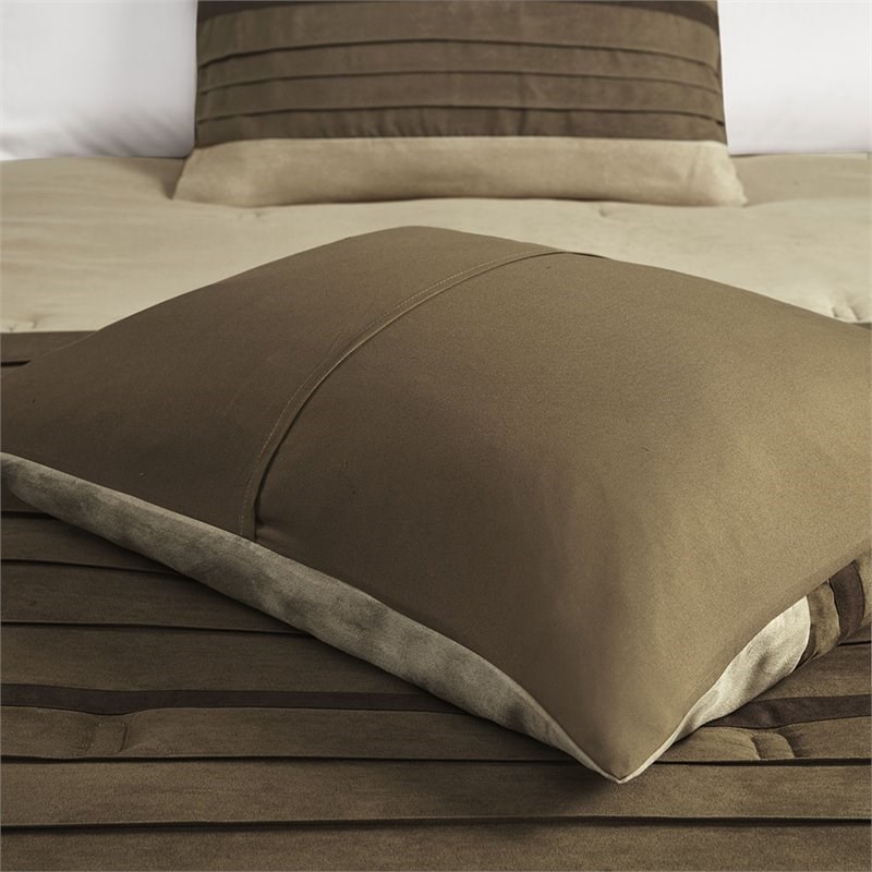 Madison Park Palmer 7-Piece Polyester Faux Suede Comforter Set in Natural