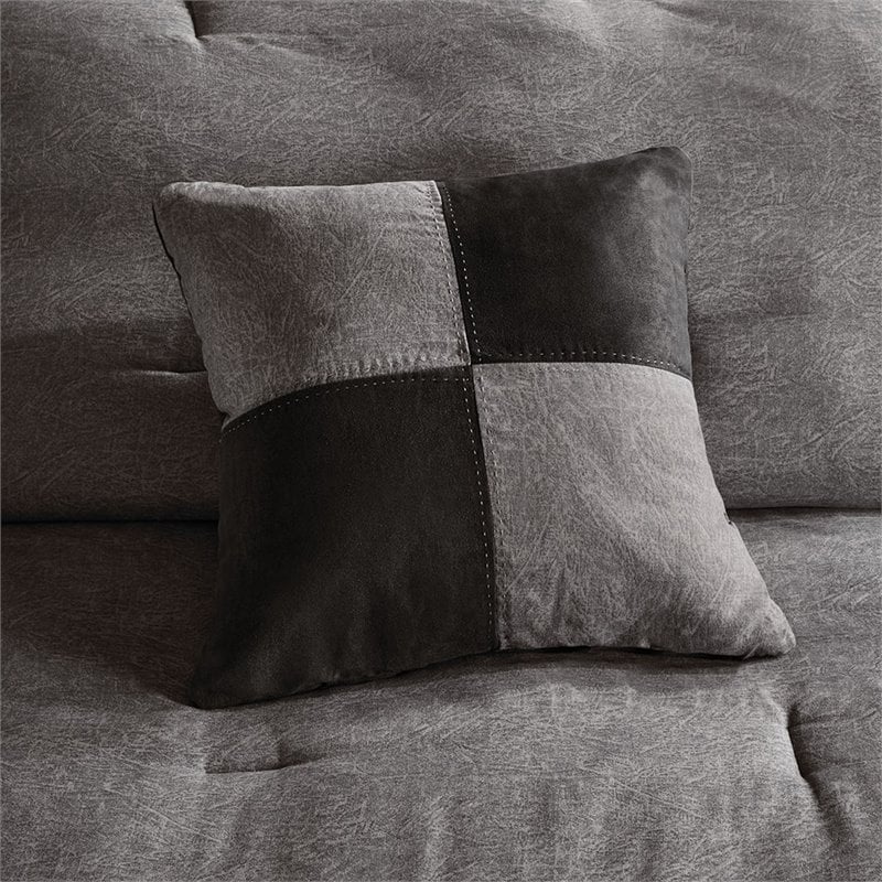 Madison Park Boone 7-Piece Polyester Microsuede Comforter Set in Gray