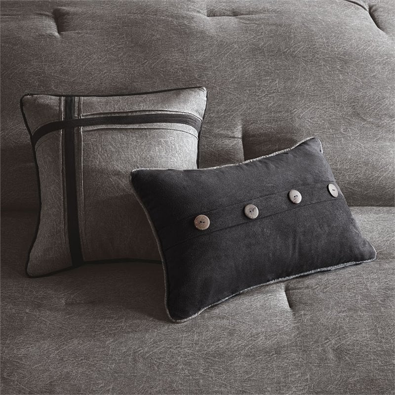 Madison Park Boone 7-Piece Polyester Microsuede Comforter Set in Gray