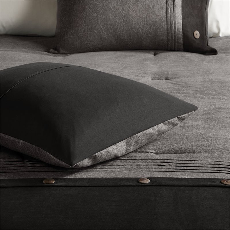 Madison Park Boone 7-Piece Polyester Microsuede Comforter Set in Gray