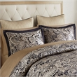 Madison Park Aubrey 12-Piece Polyester Jacquard Comforter Set w/ Piping - Black