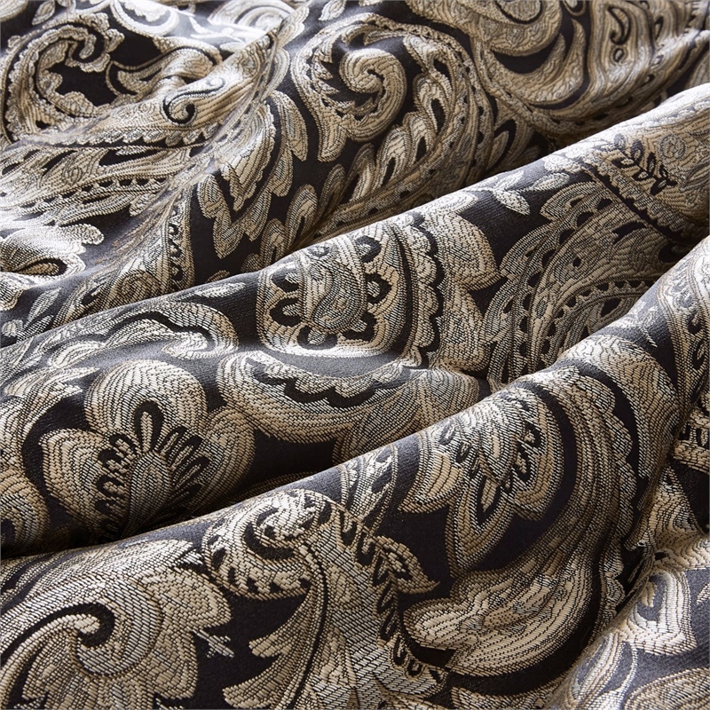 Madison Park Aubrey 12-Piece Polyester Jacquard Comforter Set w/ Piping - Black