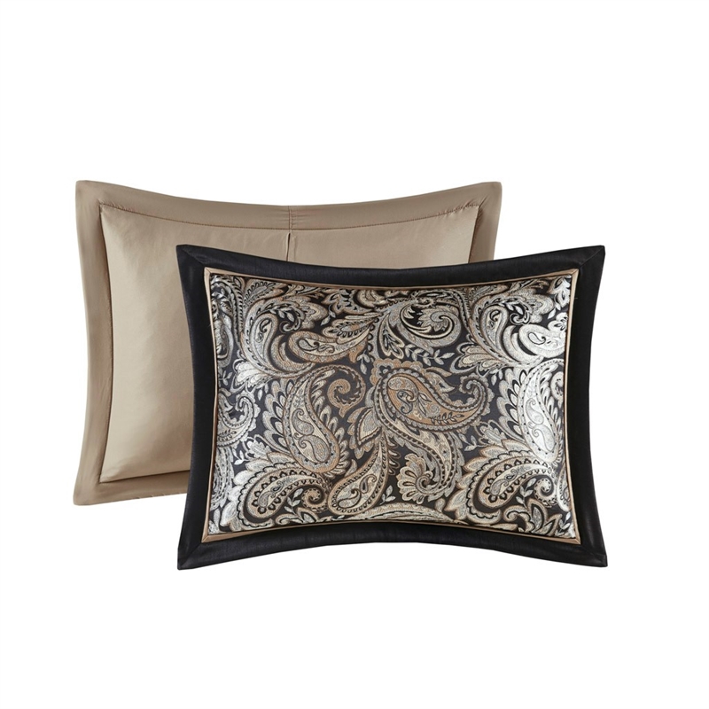 Madison Park Aubrey 12-Piece Polyester Jacquard Comforter Set w/ Piping - Black