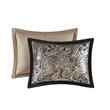 Madison Park Aubrey 12-Piece Polyester Jacquard Comforter Set w/ Piping - Black