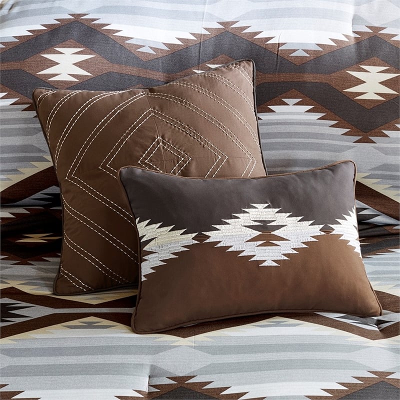 Woolrich 8-Piece Polyester Printed Oversized Bitter Creek Comforter Set in Brown