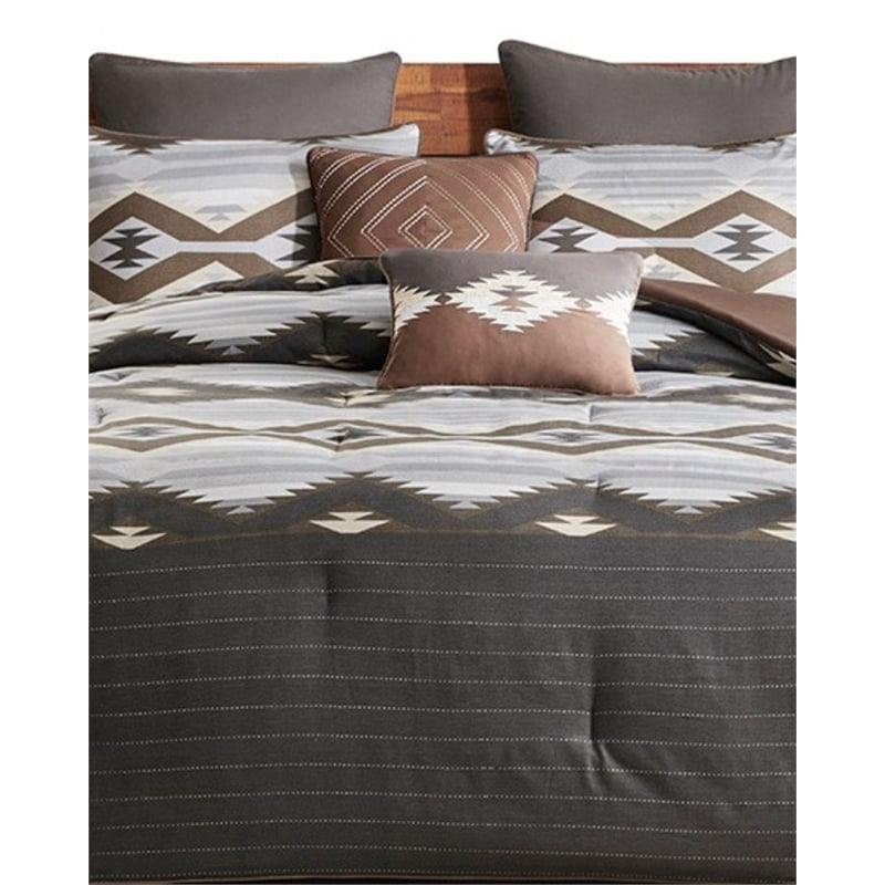 Woolrich 8-Piece Polyester Printed Oversized Bitter Creek Comforter Set in Brown