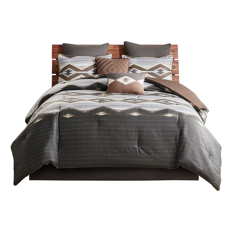 Woolrich 8-Piece Polyester Printed Oversized Bitter Creek Comforter Set in Brown