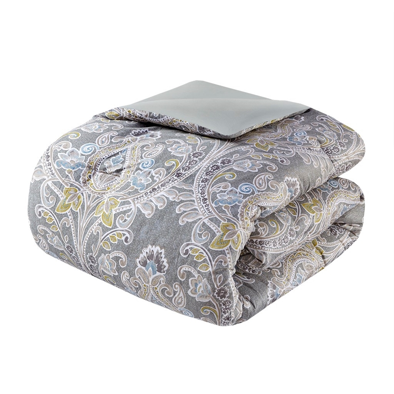 Harbor House Hallie 6-Piece Cotton Sateen Printed Comforter Set in Gray