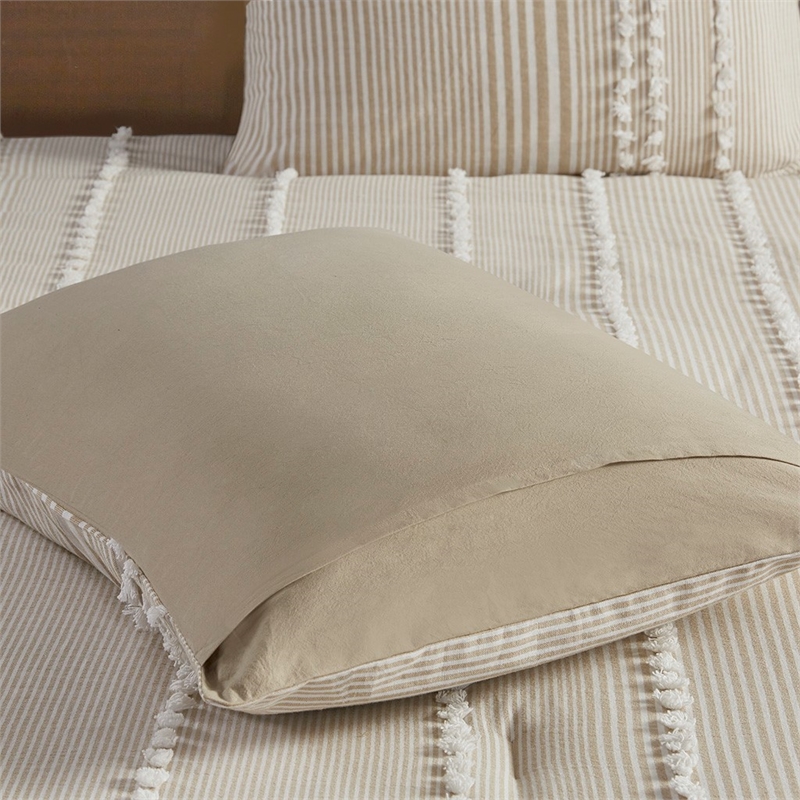 Harbor House Anslee 3-Piece Cotton Yarn Dyed Tufted Comforter Set in Brown