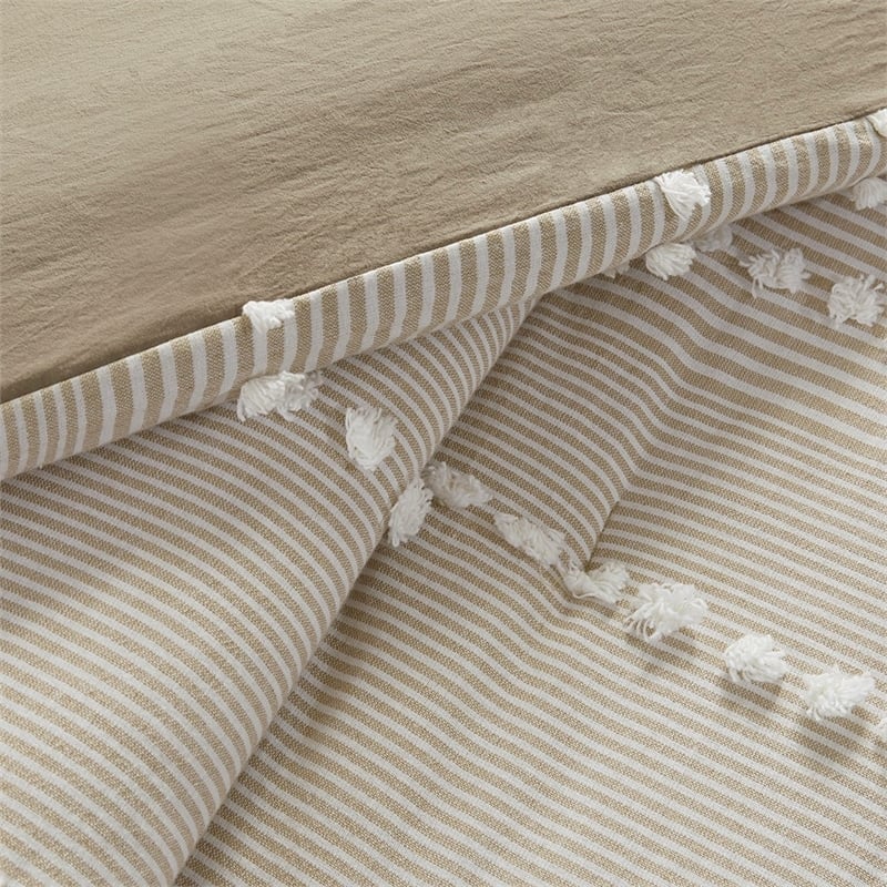 Harbor House Anslee 3-Piece Cotton Yarn Dyed Tufted Comforter Set in Brown