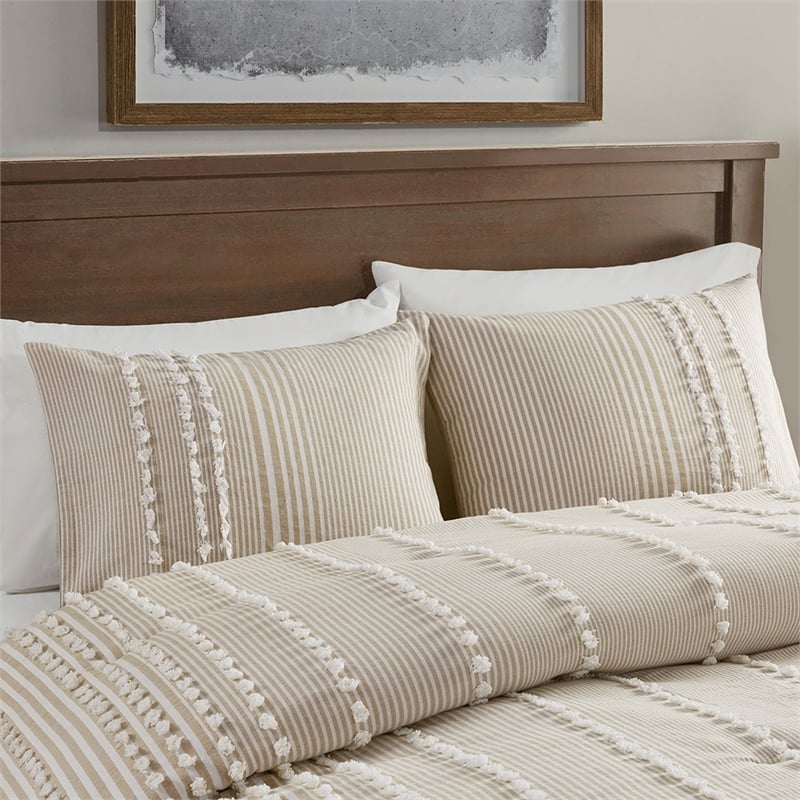 Harbor House Anslee 3-Piece Cotton Yarn Dyed Tufted Comforter Set in Brown