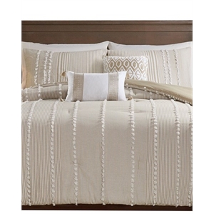 Harbor House Anslee 3-Piece Cotton Yarn Dyed Tufted Comforter Set in Brown