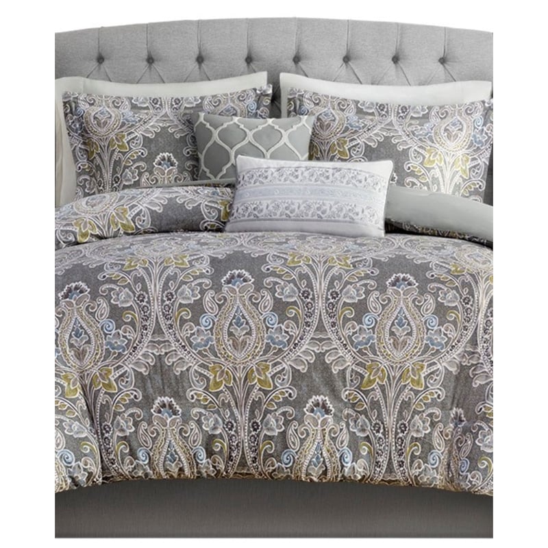 Harbor House Hallie Cotton Sateen Printed Duvet Cover Set in Gray