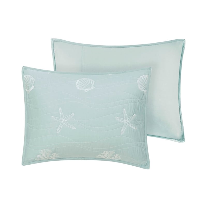 Harbor House Seaside Cotton Percale Coverlet Set with Embroidery in Green