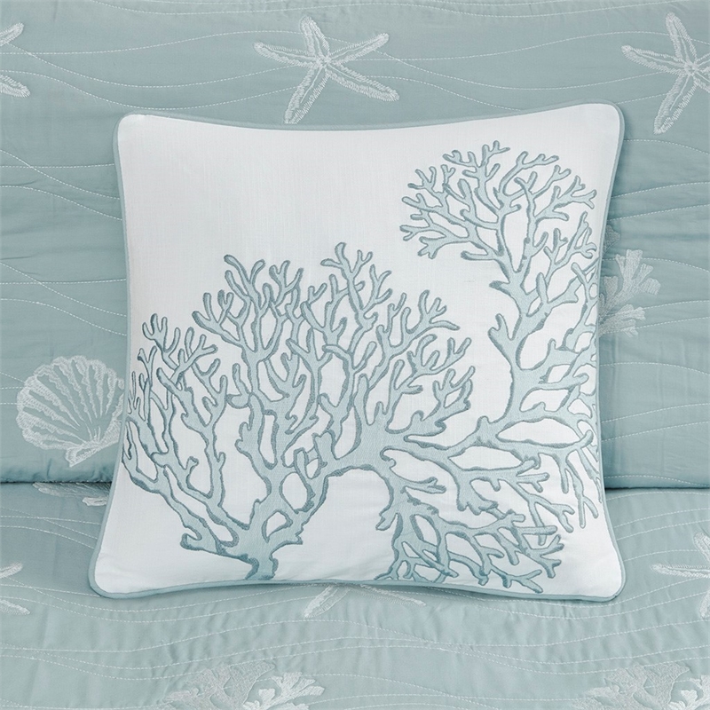 Harbor House Seaside Cotton Percale Coverlet Set with Embroidery in Green