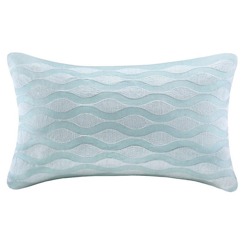 Harbor House Maya Bay Oblong Coastal Cotton Pillow with Embroidery in Blue