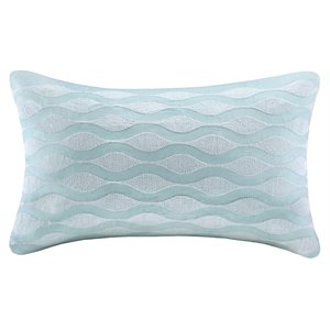 Harbor House Maya Bay Oblong Coastal Cotton Pillow with Embroidery in Blue