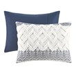 INK+IVY Mila 3-Piece Farmhouse Cotton Printed Comforter Set w/ Chenille in Navy