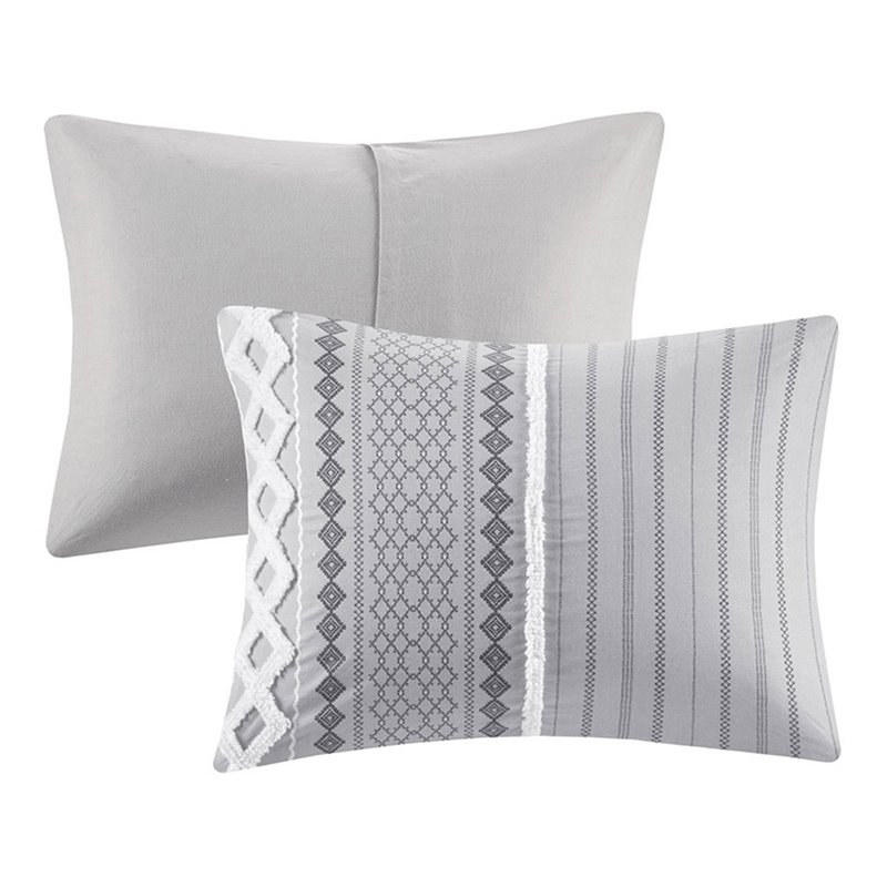 INK+IVY Imani 3-Piece Cotton Comforter Mini Set with Chenille in Gray