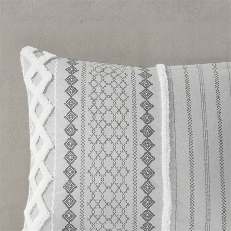 INK+IVY Imani 3-Piece Cotton Comforter Mini Set with Chenille in Gray