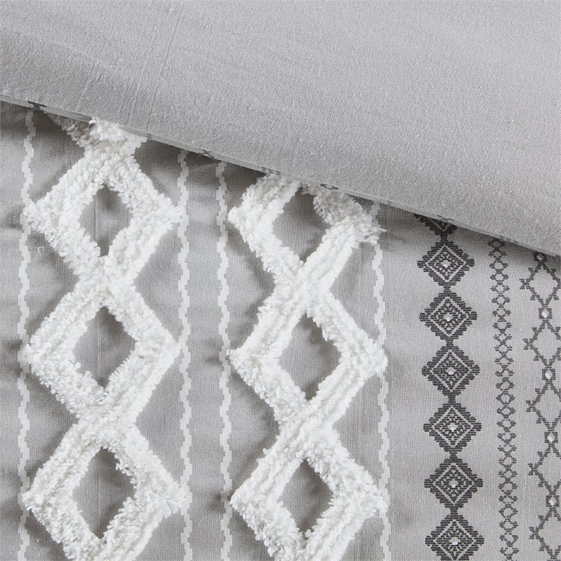 INK+IVY Imani 3-Piece Cotton Comforter Mini Set with Chenille in Gray