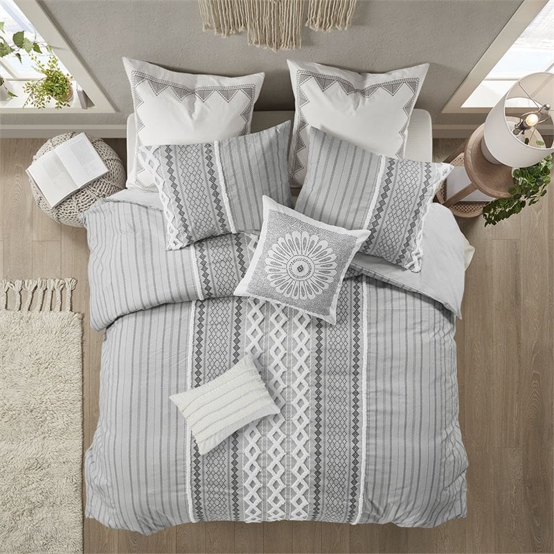 INK+IVY Imani 3-Piece Cotton Comforter Mini Set with Chenille in Gray