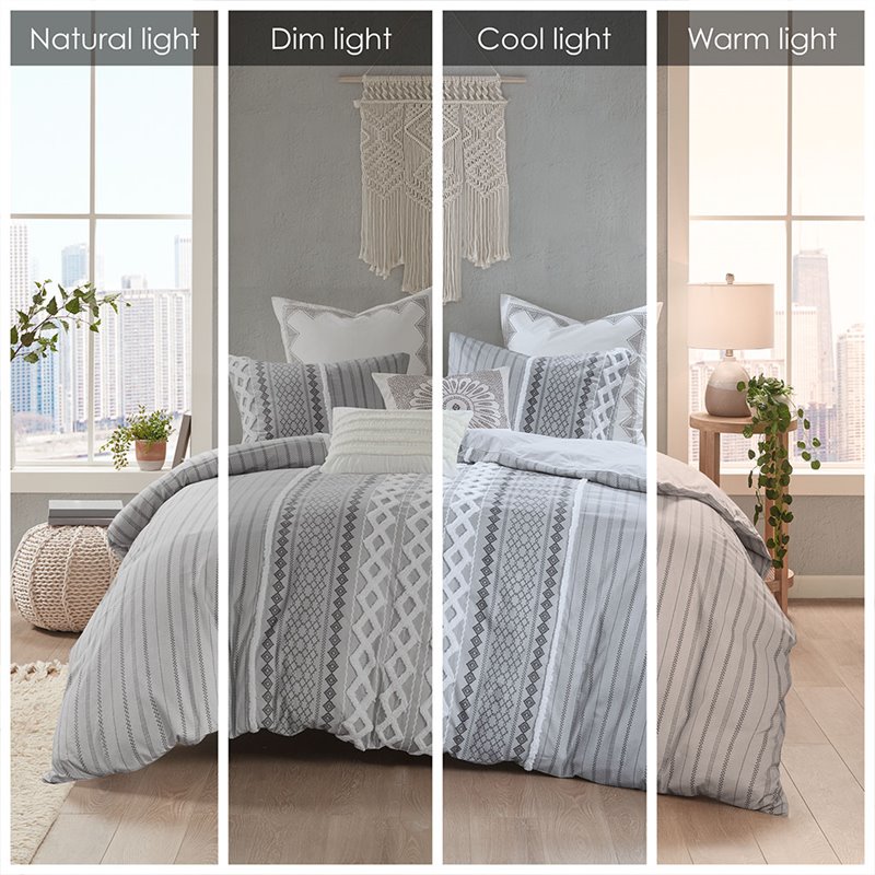 INK+IVY Imani 3-Piece Cotton Comforter Mini Set with Chenille in Gray
