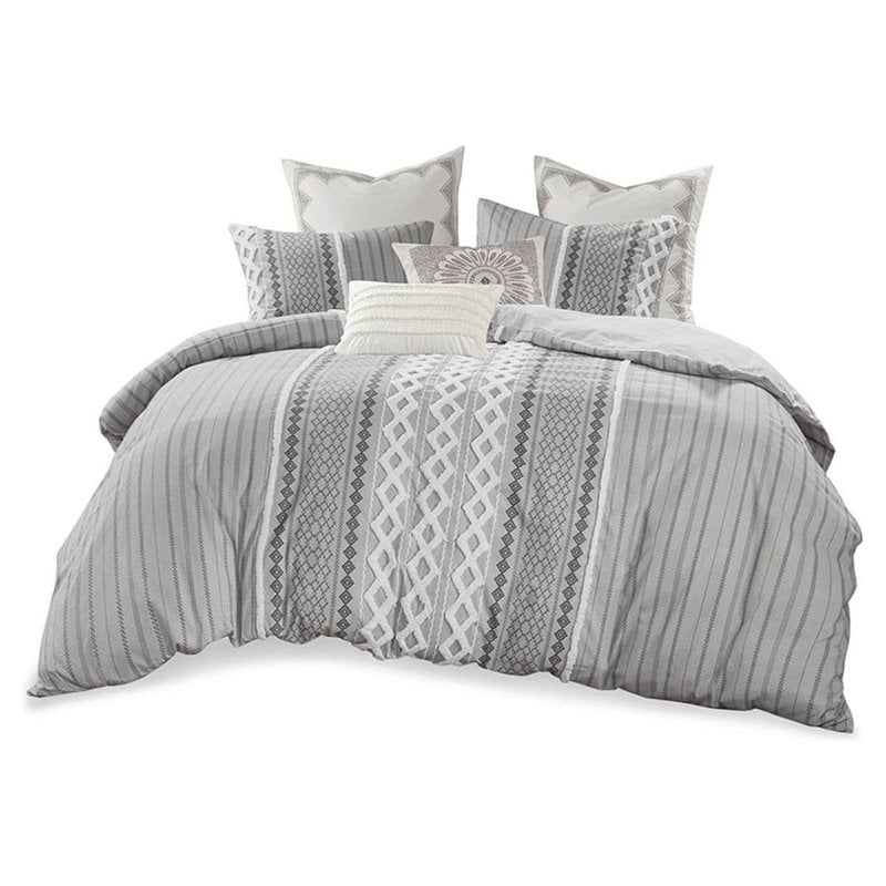 INK+IVY Imani 3-Piece Cotton Comforter Mini Set with Chenille in Gray