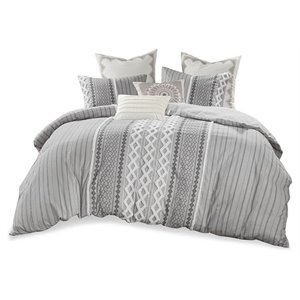 INK+IVY Imani 3-Piece Cotton Comforter Mini Set with Chenille in Gray
