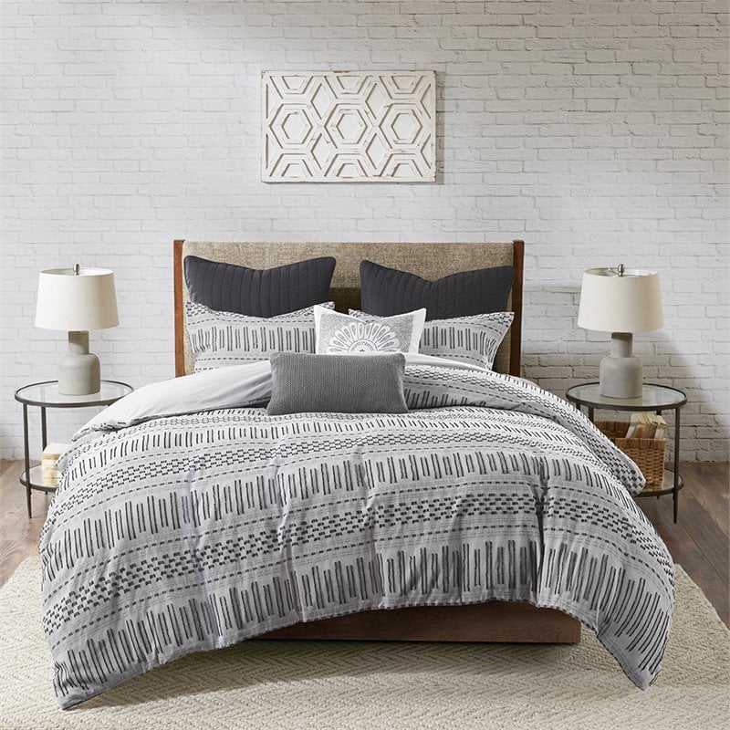 INK+IVY Rhea 3-Piece Mid-Century Cotton Comforter Mini Set in Gray