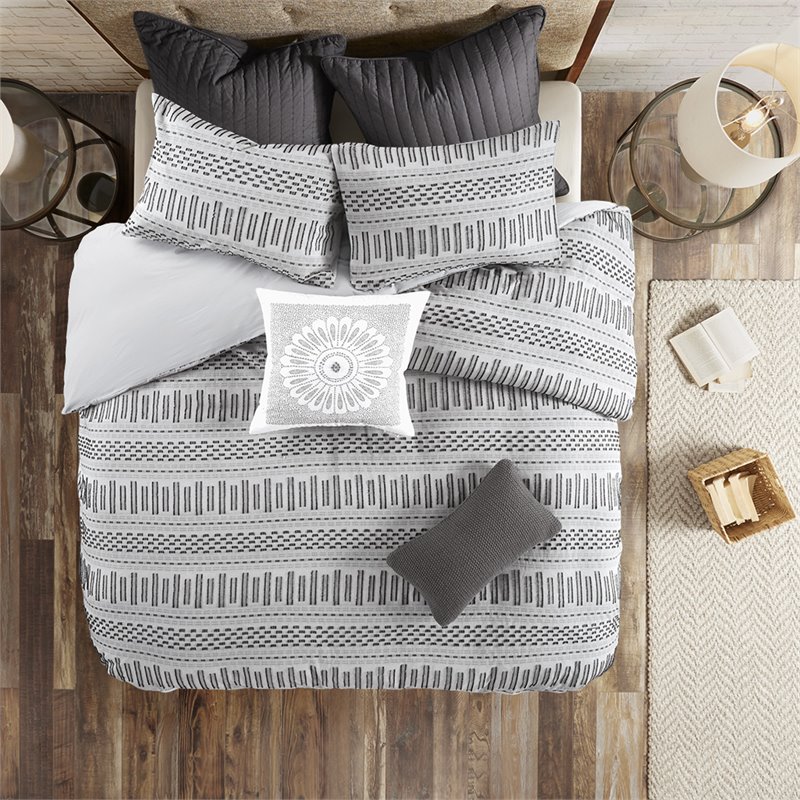 INK+IVY Rhea 3-Piece Mid-Century Cotton Comforter Mini Set in Gray