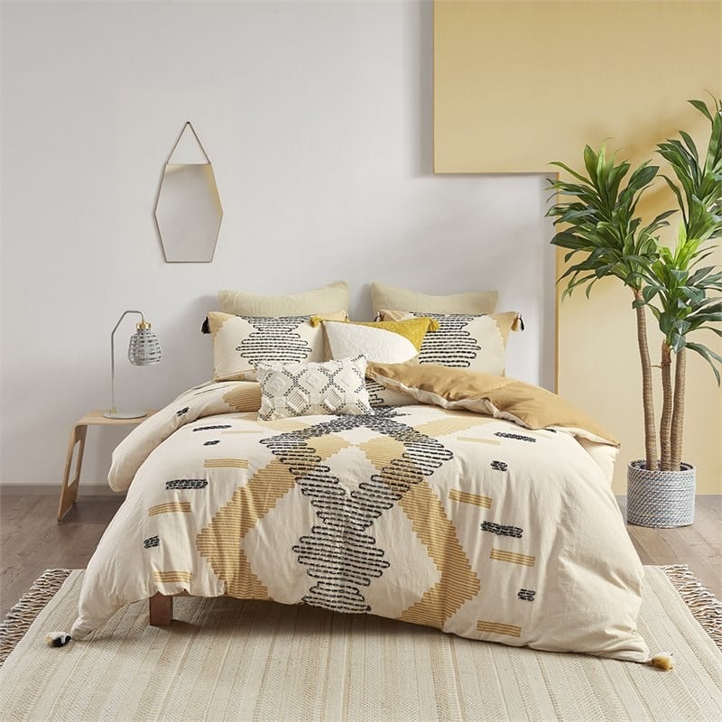 INK+IVY Arizona 3-Piece Cotton Comforter Set w/ 2 Matching Shams in Yellow