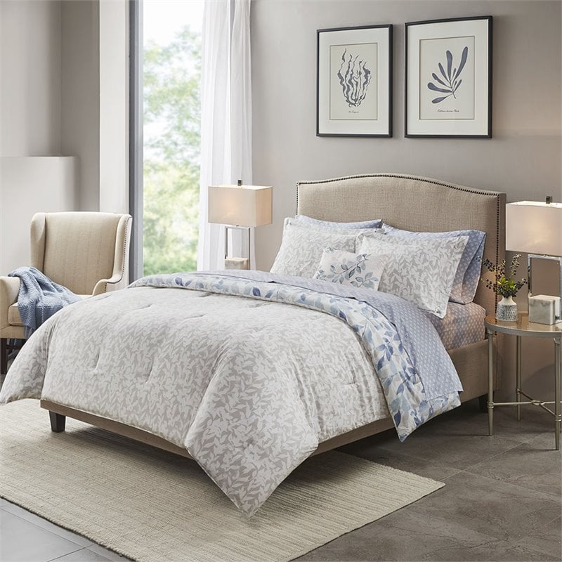 Madison Park Essentials Sofia 6-Piece Polyester Comforter Set in Blue