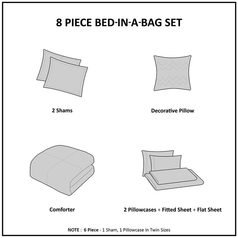 Madison Park Essentials Sofia 6-Piece Polyester Comforter Set in Blue