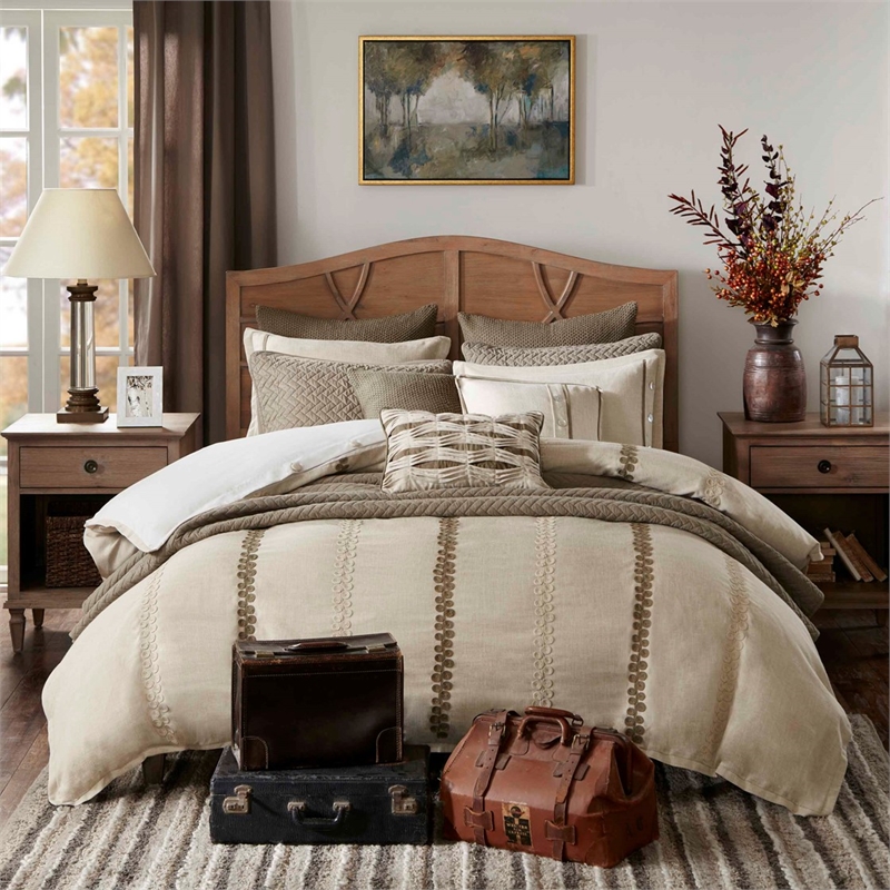 Madison Park Signature 9-Piece Cotton Chateau Comforter Set in Beige