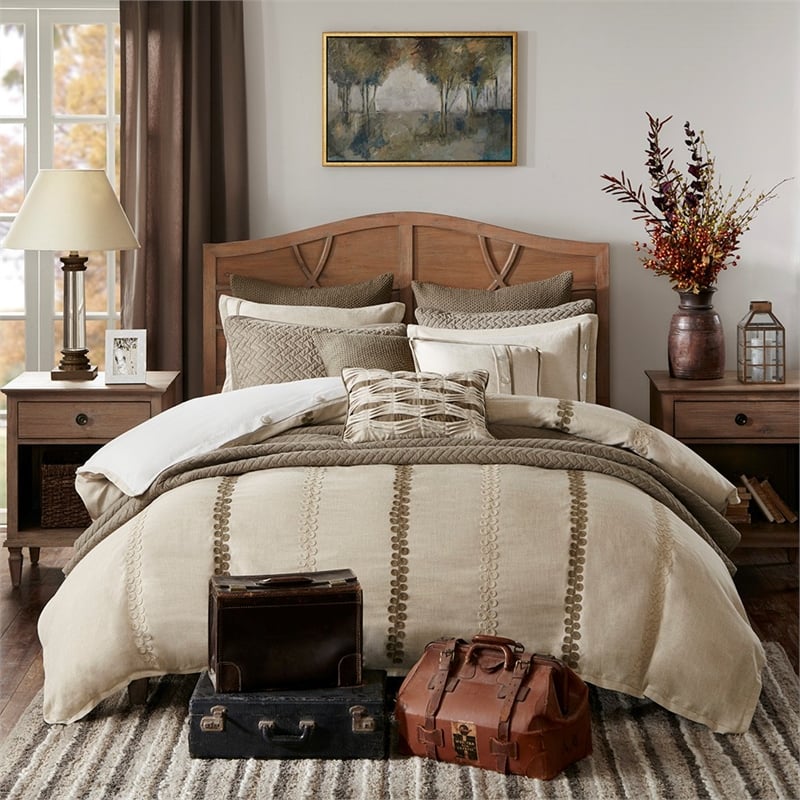 Madison Park Signature 9-Piece Cotton Chateau Comforter Set in Beige