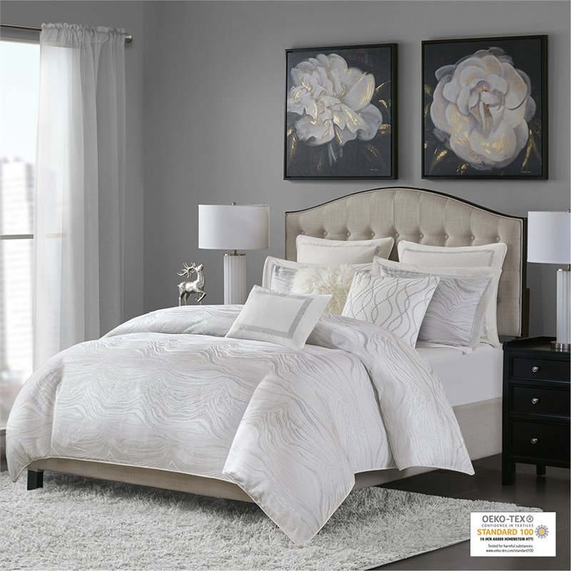 Madison Park Signature 8-Piece Cotton Hollywood Glam Comforter Set in White