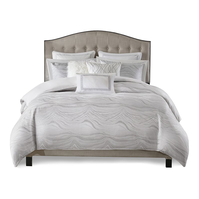 Madison Park Signature 8-Piece Cotton Hollywood Glam Comforter Set in White