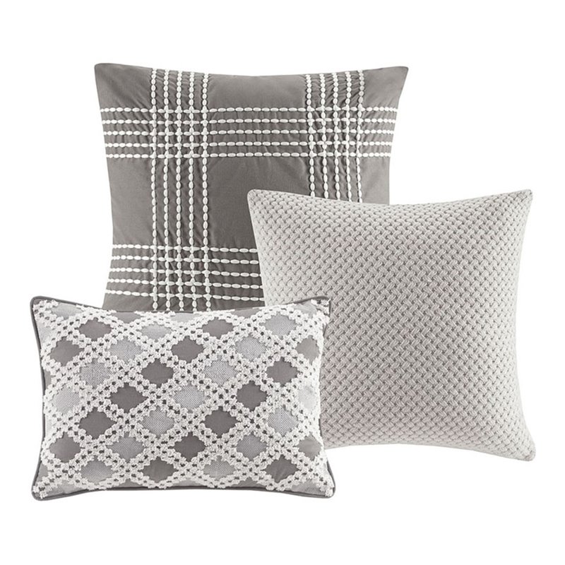 Madison Park Signature Essence 9-Piece Cotton Clip Jacquard Comforter Set - Gray