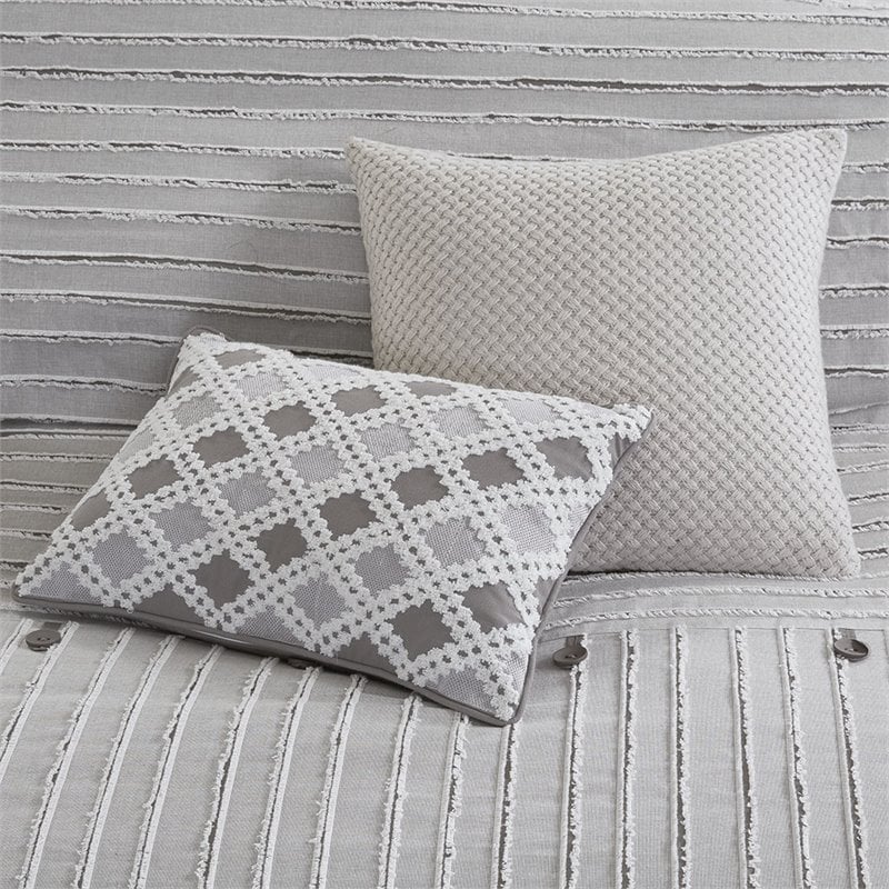Madison Park Signature Essence 9-Piece Cotton Clip Jacquard Comforter Set - Gray