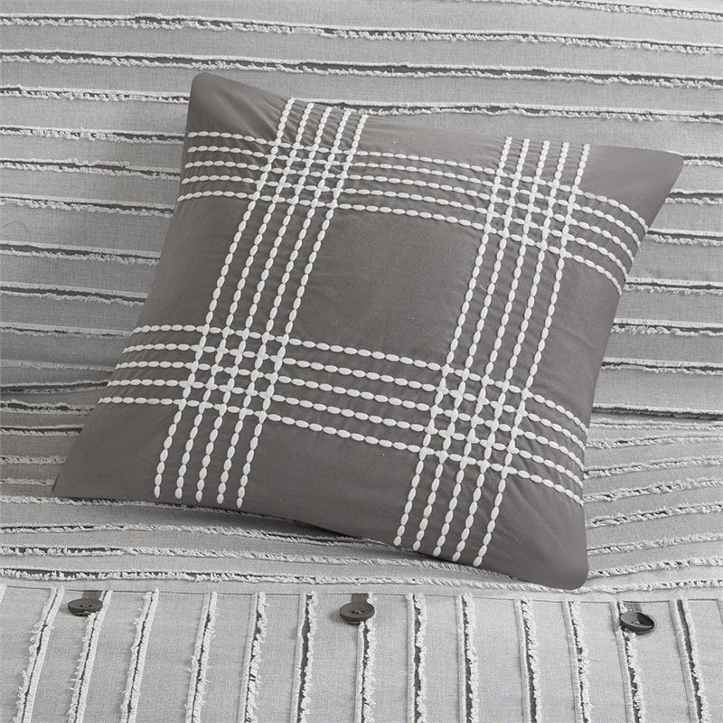 Madison Park Signature Essence 9-Piece Cotton Clip Jacquard Comforter Set - Gray