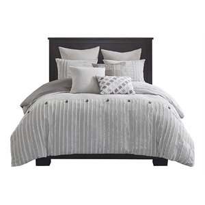 Madison Park Signature Essence 9-Piece Cotton Clip Jacquard Comforter Set - Gray