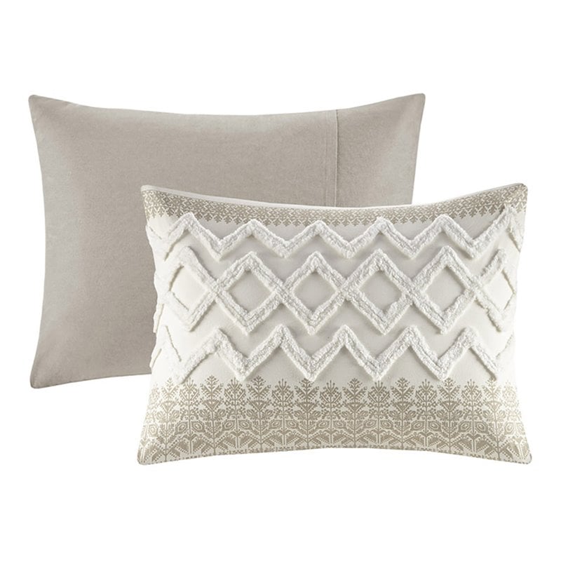 INK+IVY Mila 3-Piece Modern Cotton Printed Comforter Set with Chenille in Brown