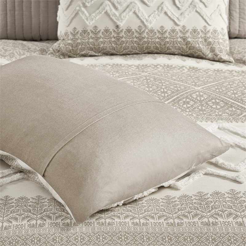 INK+IVY Mila 3-Piece Modern Cotton Printed Comforter Set with Chenille in Brown