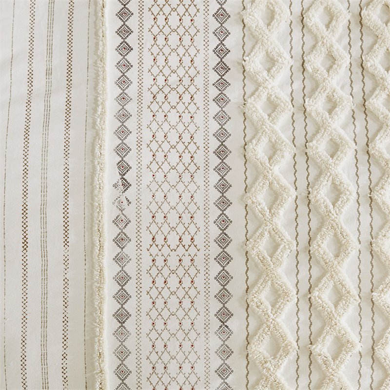 INK+IVY Imani 3-Piece Mid-Century Cotton Printed Comforter Mini Set in Ivory