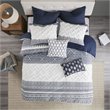 INK+IVY Farmhouse 100 Percent Cotton Quilted Euro Sham in Navy