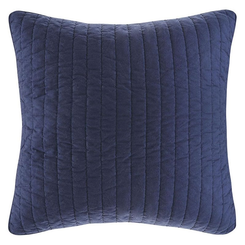 INK+IVY Farmhouse 100 Percent Cotton Quilted Euro Sham in Navy