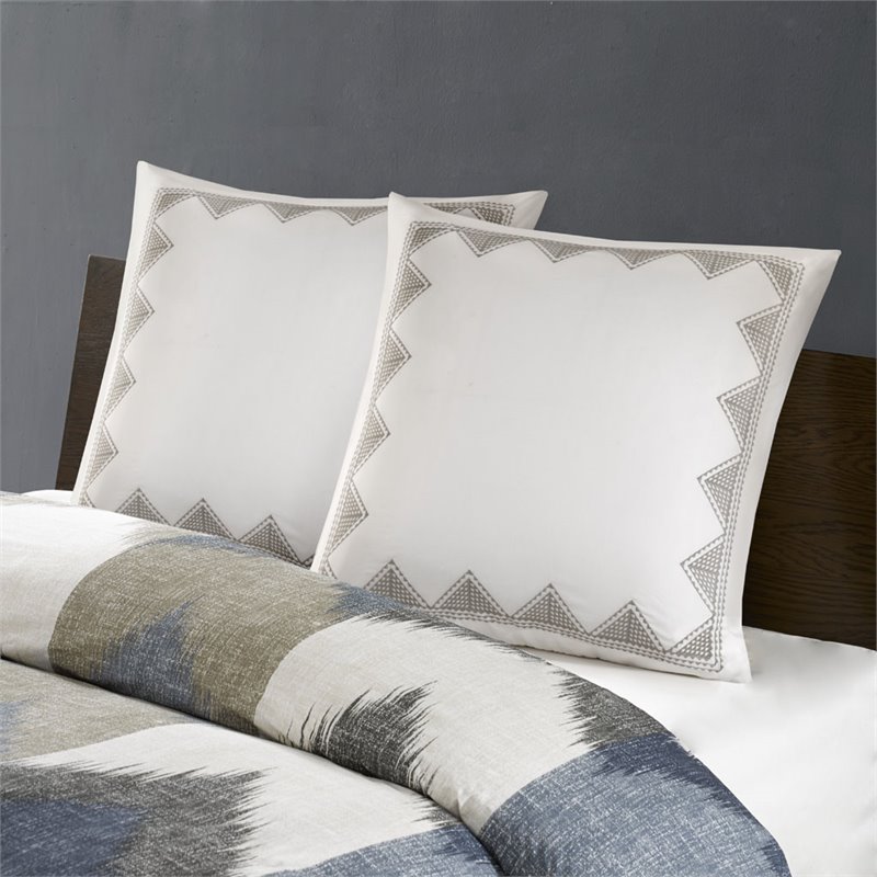 INK+IVY Contemporary 100 Percent Cotton Embroidered Euro Sham in White