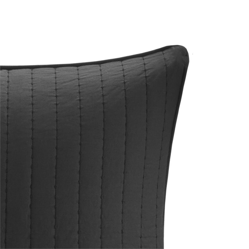 INK+IVY Contemporary 100 Percent Cotton Percale Embroidered Euro Sham in Black