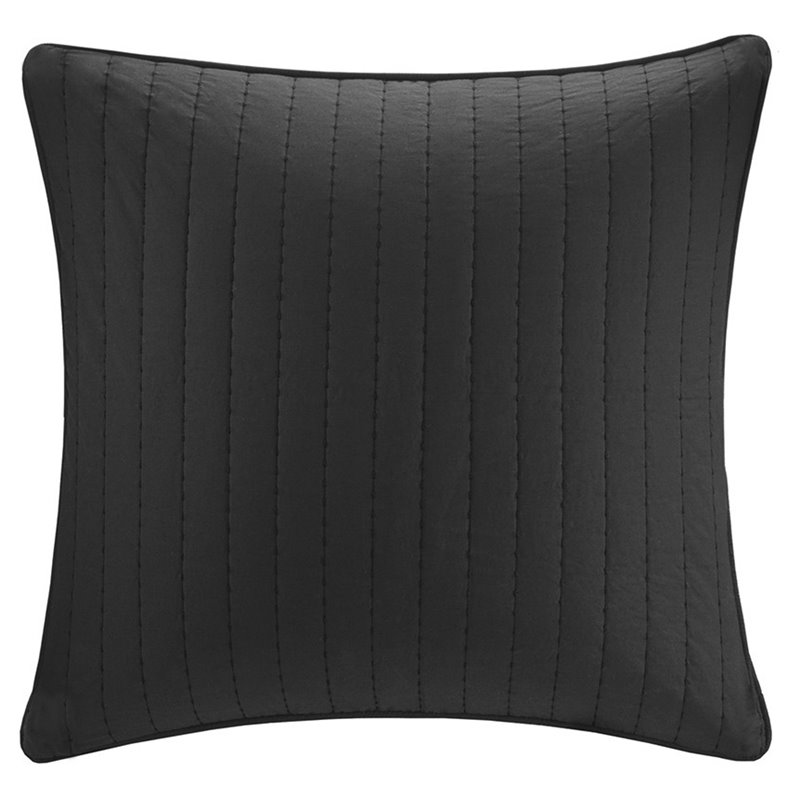 INK+IVY Contemporary 100 Percent Cotton Percale Embroidered Euro Sham in Black